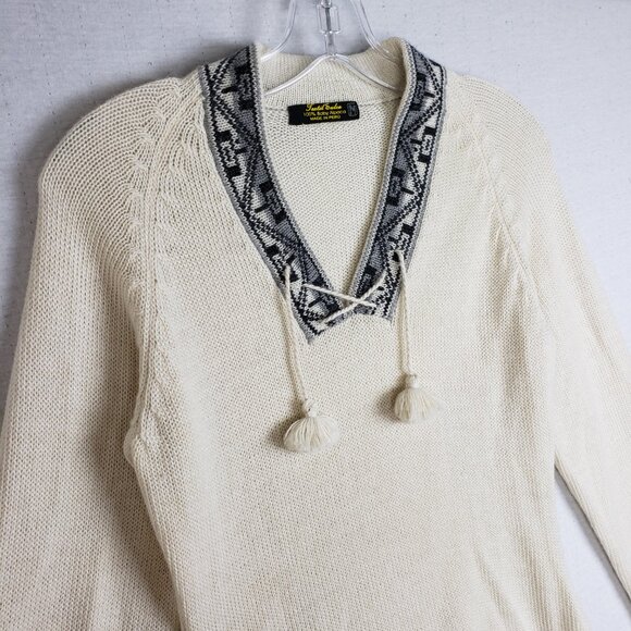 Vintage Textil Sulca 100% Baby Alpaca Sweater size M Tassels Ethnic Peasant Boho - Picture 7 of 12